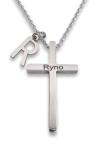 Personalized Cross Pendant With Letter Charm & Chain