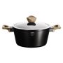 24CM Marble Coating Casserole Pot - Black & Silver
