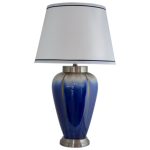 Azure Ceramic Vase Lamp With White Shade 74 Cm