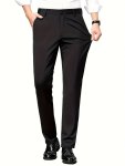 Classic Design Dress Pants Men's Formal Solid Color Stretch Dress Pants For Business