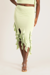 Araya Waterfall Ruffle Skirt - Smoke Green - M