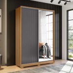 2 Door Sliding Door Wardrobe Frizatto + Mirror Nature titanium