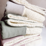 Waffle Weave Sherpa Blanket - Dusty Blue