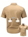 Men's Short Sleeve Button Up Lapel Cargo Shirt With Flap Pockets Breathable And Stretchable Viscose Top For Outdoors Activities