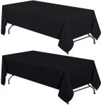 White Classic Wealuxe 2 Pack Black Kitchen Rectangle Tablecloth 4FT 60 X 84 In Stain And Wrinkle Resistant Washable Polyester Ta