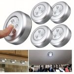 1PC LED Touch Light Round 3 Leds Cordless Cabinet Night Lights Stick-on Magnetic Light Fixture For Hallway Bathroom Bedroom Kitc