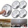 1PC LED Touch Light Round 3 Leds Cordless Cabinet Night Lights Stick-on Magnetic Light Fixture For Hallway Bathroom Bedroom Kitchen Cabinet Stairs Home Decor