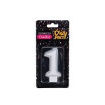 Large Number 1 Silver Candle