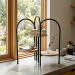 3 Tier Round Side Table With Arched Black Metal Frame
