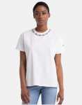 Rhinestone Applique T-Shirt - XL White
