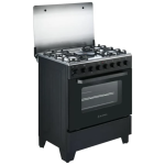 76CM Gas Electric Stove 4 Burners + 1 Plate With Turbo Fan Oven Matte Black