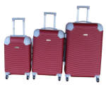 Smte Red 3-PIECE Abs Luggage Set-spinner Wheels Telescopic Handle & 3 Digit Lock With Keychain