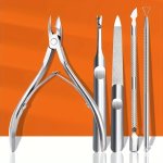 3/4/5PCS Stainless Steel Nail Cuticle Scissors Set With Dead Skin Pusher Manicure Pedicure Tools Nail Files Uv Polish Gel Remove