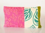 Pink & Turquoise Leaf Embroidered Oblong Cushion With Inner – 40X65CM