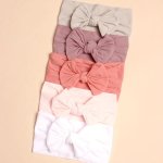5PCS Candy Colored Nylon Bow Baby Headband