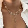 3-layer Chain Cross Design Pendant Necklace Elegant Luxury Style Alloy Jewelry Trendy Female Necklace
