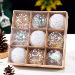 9PCS Classic Style Christmas Ornaments Plastic Foam Balls Round Shaped Festive Holiday Decorations Home & Kitchen Christmas Tree