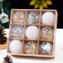 9PCS Classic Style Christmas Ornaments Plastic Foam Balls Round Shaped Festive Holiday Decorations Home & Kitchen Christmas Tree Accents Hanging Method No Feathers