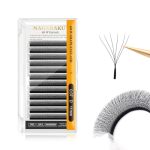 Nagaraku 6D W Shape Eyelash Extension Supplies Natural Soft Volume 0.07MM D Curl 11MM Premade Fans Faux Mink Matte Black Cluster
