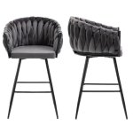 Everfurn Premium Florest Large Velvet Barstool - 2 Pack