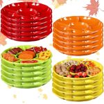 Rtteri 20 Pcs Plastic Divided Serving Trays 12 Inch Round Chip Dip Plate 6 Sectional Snacks Serving Dish Food Platters For Party
