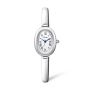 Women's Minimalist Silver Bangle Watch - Pure White Oval Dial