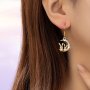 Little Rabbit Moon Dangle Earrings Embellished With Rhinestones Cute Sweet Style Party Earrings Daily Dating Wear Earrings