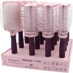 Olivia Garden Ceramic & Ion Thermal Breast Cancer Awareness 2022 Brush Display: 16 Brushes & Stand