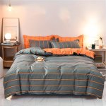 3PCS Polyester Duvet Cover Set Striped Print Bedding Set Soft Comfortable Duvet Cover For Bedroom Guest Room 1 Duvet Cover + 2 P