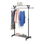 Chrome Garment Rail With Shoe Rack