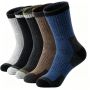 Men's Merino Wool Hiking Socks - 5 Pairs Warm Thick Winter Mid-calf Socks