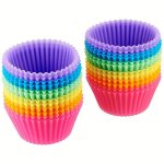 24PCS Silicone Muffin Cups Colorful Cupcake Cups Reusable Cupcake Liners Muffin Molds Baking Tools Kitchen Gadgets Kitchen Acces