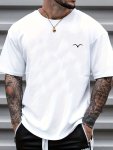 Bird Print Crew Neck Men's Fashionable Short Sleeve Sports T-Shirt Comfortable And Versatile For Summer And Spring Athletic Styl