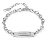 Gianna Personalized Stainless Steel Cz Id Bracelet Adjustable Up To 21CM Ready In 3 Days