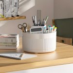 1PC Multifunctional Desk Organizer - Rotating Pencil Holder Lightweight Stationery Cup With 360 Degree Rotation Plastic Desktop