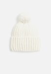 Rib-knit Pompom Hat - White