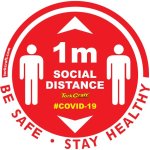 Tork Craft Covid 19 - 400MM Round Social Distancing Graphic - Double Arrow Filled Social Red Please