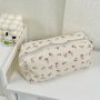Large Floral Canvas Pencil Case - Cute Multifunctional Pen Bag With Spacious Storage Ideal For School & Office Supplies