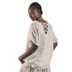 Criss Cross Back Linen Top - Stone L xl