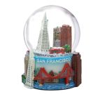 San Francisco Snow Globe Skyline And Landmarks Trolley And Golden Gate Bridge 3.5 Inches