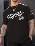 Chicago 23 Print Men's Casual Sports Short Sleeve Crew Neck T-Shirt Summer Outdoor