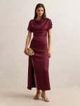 Genevieve Satin Drape Maxi Dress - 16 Port