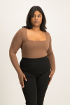 Giana Square Neck Bodysuit - Mocha - L
