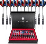 Winsdart Steel Tip Darts 12 Pack Set With Nonslip Iron Barrel Aluminum Dart Shafts And Flights Darts Sharpener An Gift Box Black