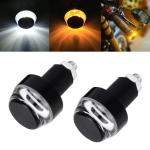 2 Pcs Motorcycle Turn Double Light Grip Bar Plug Strobe Side Marker End LED Handlebar Lamp Yellow And White Light