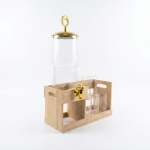 Glass Beverage Dispenser With Tumblers & Stand Set Clear
