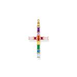 Pendant Cross Colourful Stones Gold