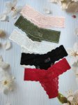 5PCS Floral Lace Thongs Soft & Comfy Scallop Trim Intimates Panties Women's Lingerie & Underwear