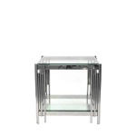 Tempered Glass Side Table Home Living - Marble And Gold