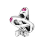C925-C28198 - 925 Sterling Silver Ballet Dancer Shoes European Charm - Rose